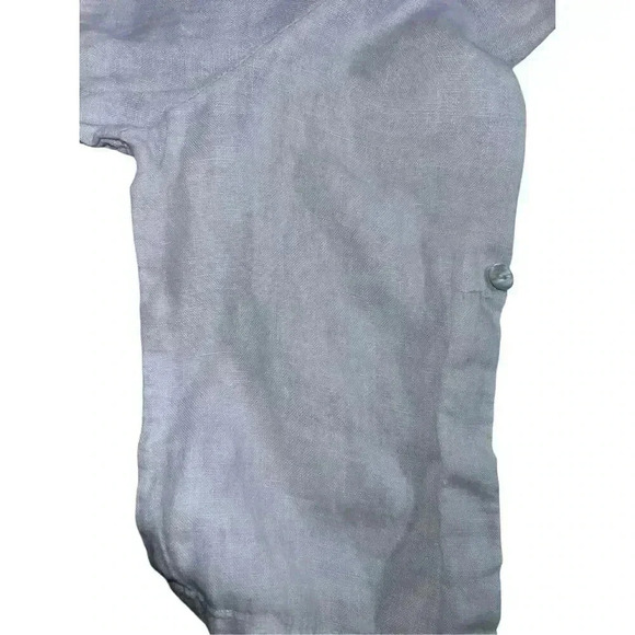 Lina Tomei Blouse tan made in Italy S Short Sleeves Round Neck Coastal Boho - Picture 3 of 6